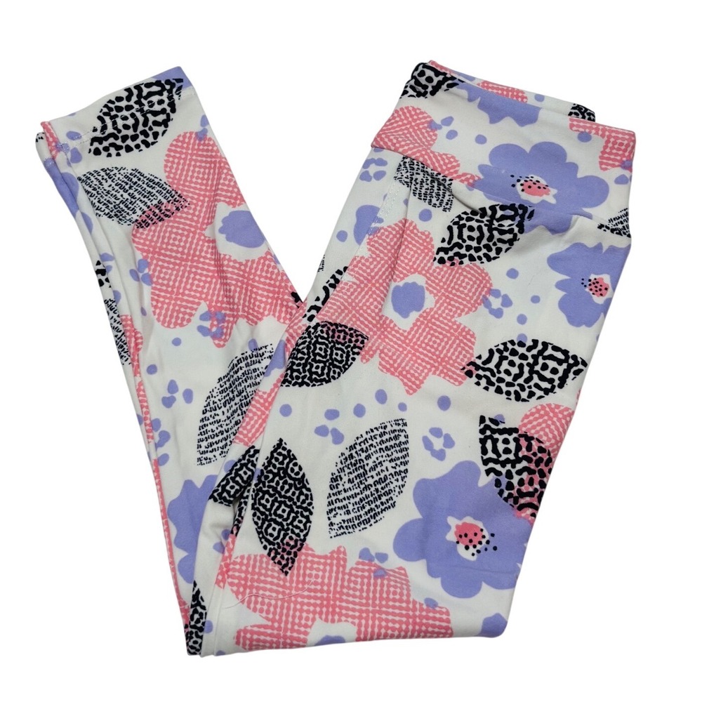 LuLaRoe Girls Kids‎ Leggings Pink Lavender Floral Sizes 2T-6+ Size S/M NWT